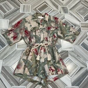 Zimmermann jungle print linen shorts jumpsuit